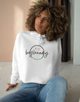 I Love "BoyLaundry" Crop Hoodie - Trendy White Pullover for Home & Casual Style.