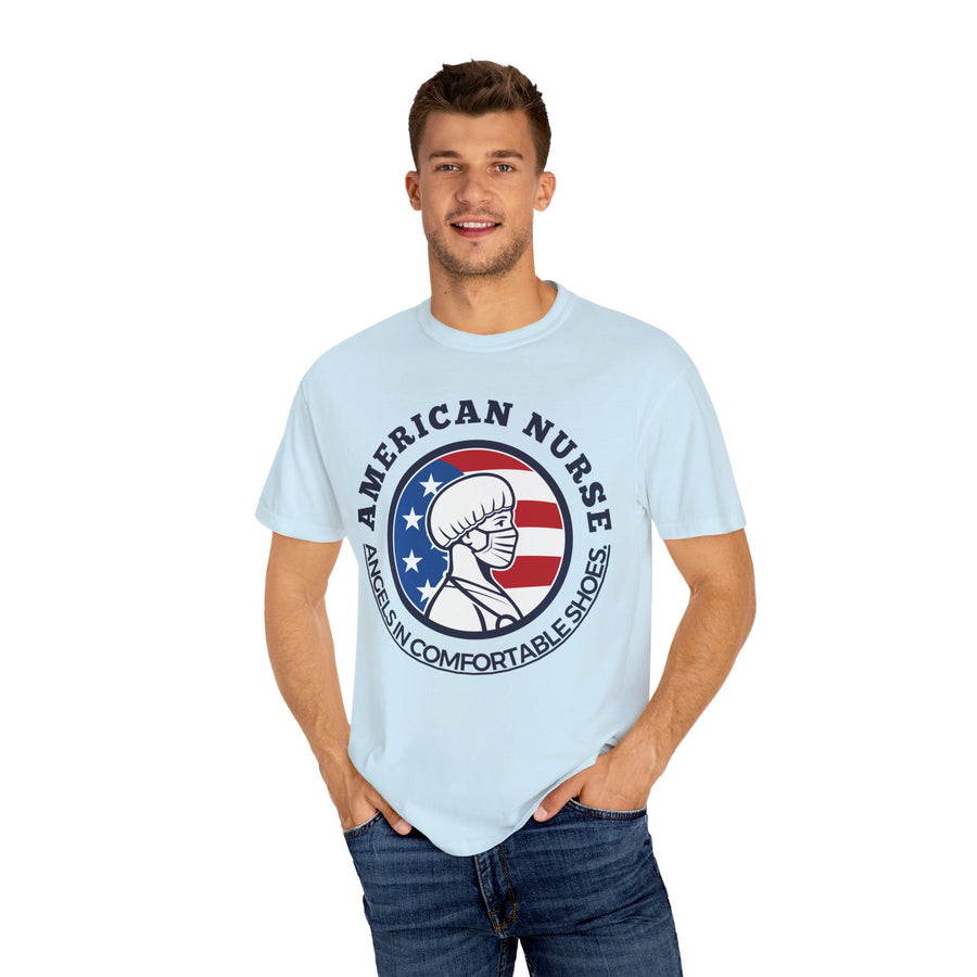 American nurse, angels in comfortable shoes, T-shirt